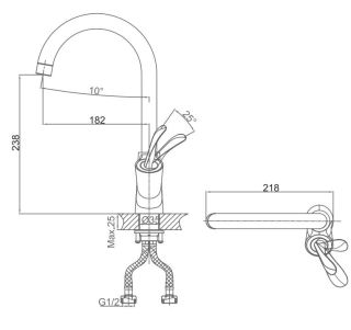 Смеситель для кухни DQ Venice Baciano чёрный/золото DA1032459